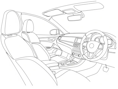 Front interior view of the vehicle